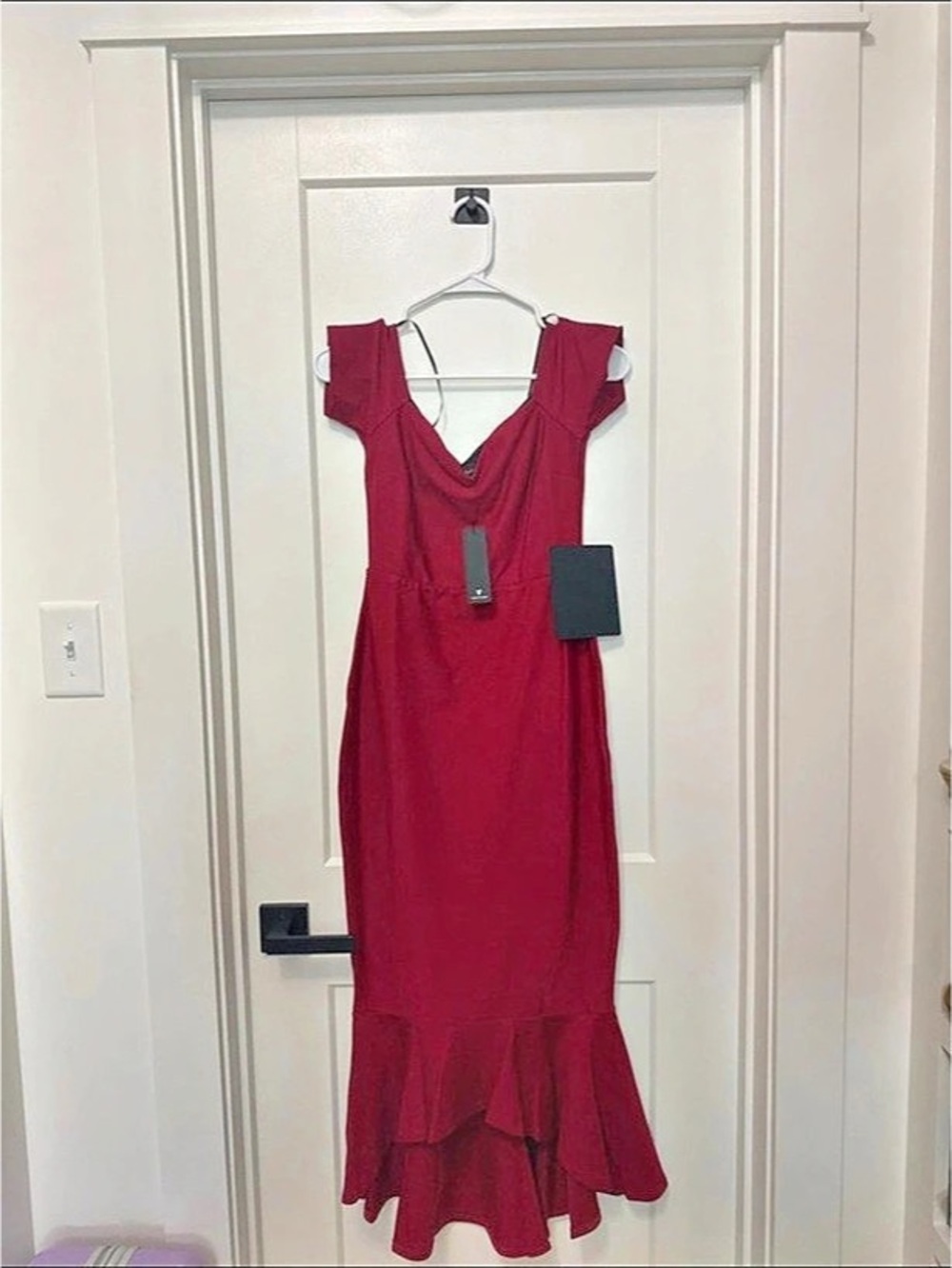 Burgundy Ruffle Hem Dress NWT